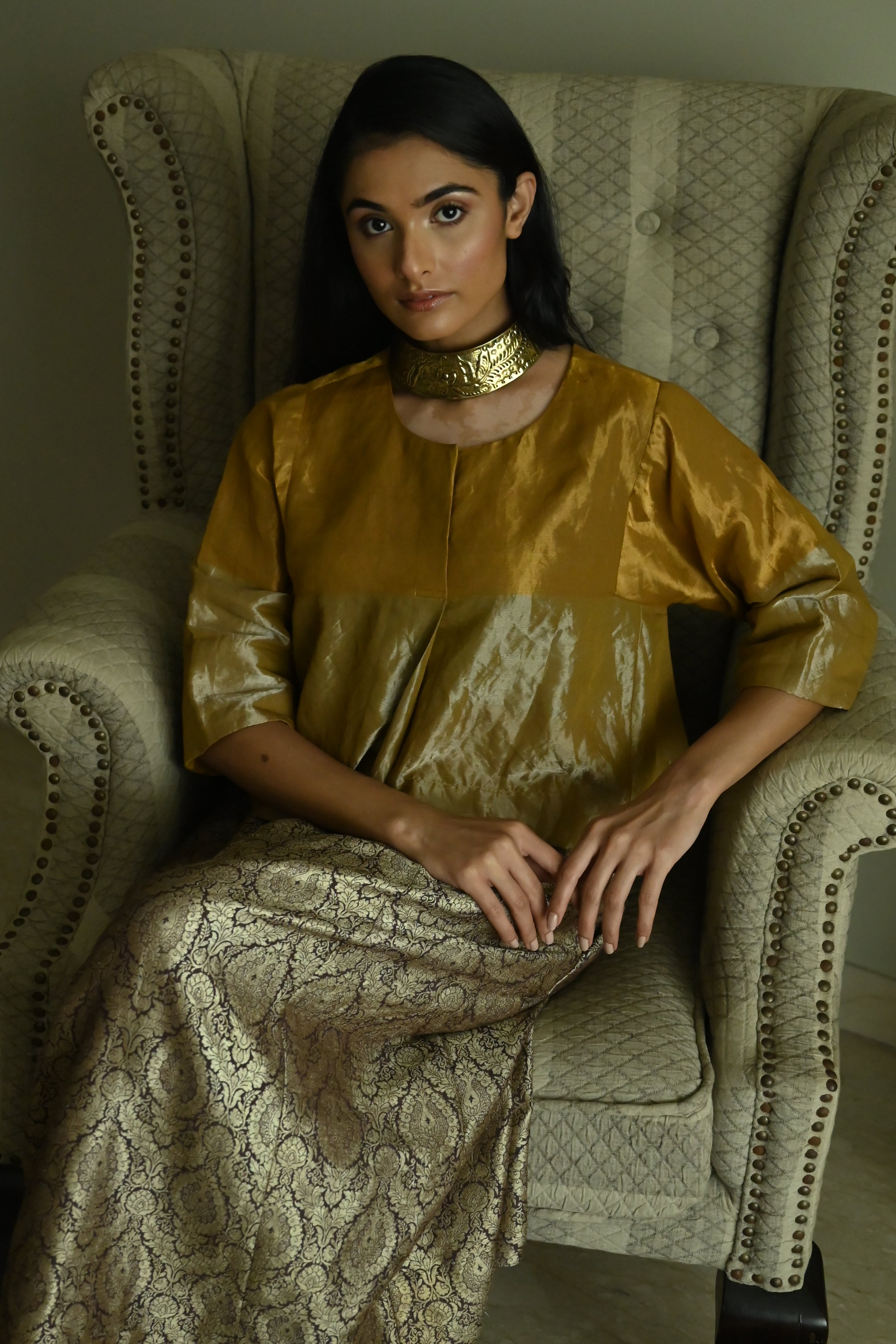 Reshma Blouse in Vintage Gold Tissue