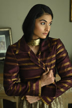 Bomber Jacket in Plum Zari Silk
