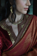 Gulzar Saree in Red Tissue