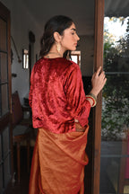 Gulzar Saree in Red Tissue