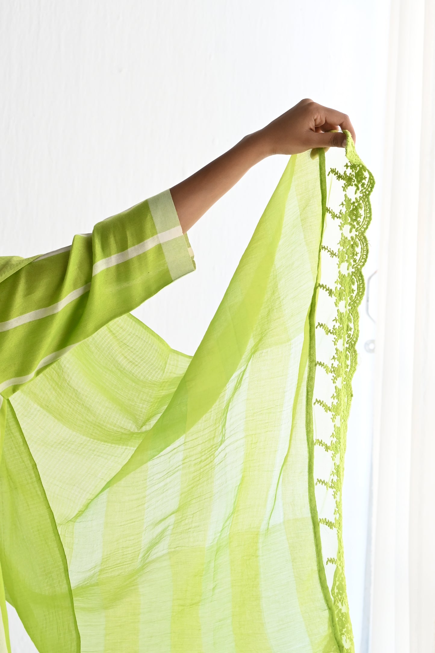 Stole in Lime Green Muslin Cotton