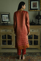 Anu Kurta in Red Stripes Handloom Tissue with Pant
