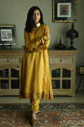 Anu Kurta in Ochre Stripes Handloom Tissue with Pant