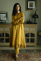 Anu Kurta in Ochre Stripes Handloom Tissue with Pant