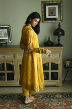 Anu Kurta in Ochre Stripes Handloom Tissue with Pant