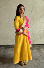 Meera Anarkali Yellow Tissue