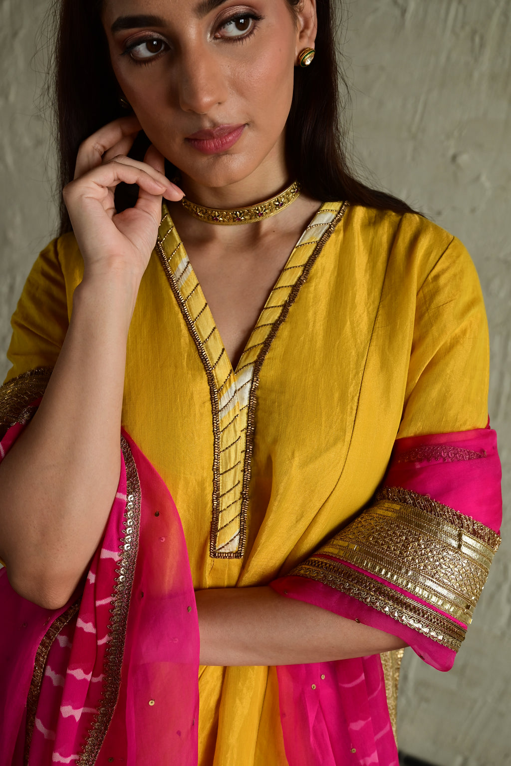 Meera Anarkali Yellow Tissue