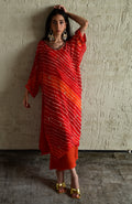 Urmila Kaftan in Orange Leheriya Georgette with Orange Flared Pant