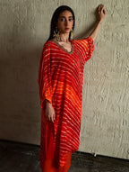 Urmila Kaftan in Orange Leheriya Georgette with Orange Flared Pant