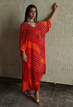 Urmila Kaftan in Orange Leheriya Georgette with Orange Flared Pant