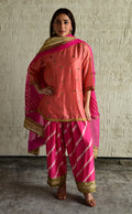 Padma Mini in Coral Pink Chanderi with Leheriya Pakhi Salwar