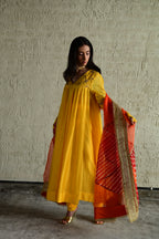 Urmila Leheriya Diagonal Dupatta in Orange