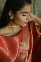 Red Satin Silk Ready-to-Wear Saree w batwing blouse