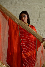Urmila Leheriya Diagonal Dupatta in Orange