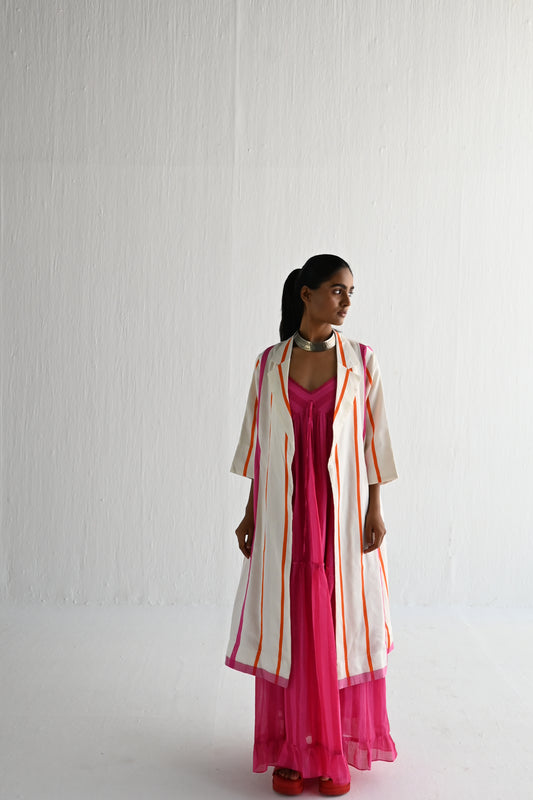 Sally Jacket Pink & Orange Silk Stripes/ one left !