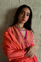 Ghevar ombre Dupatta in Coral Pink  Chanderi