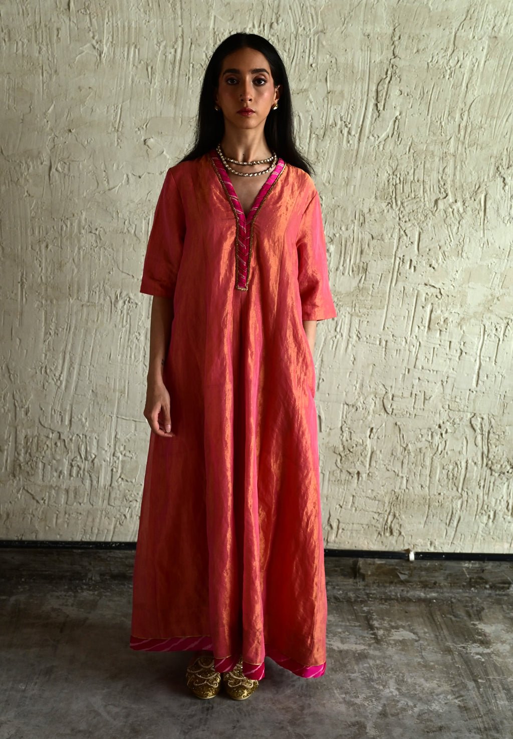 Meera Anarkali Pink Tissue