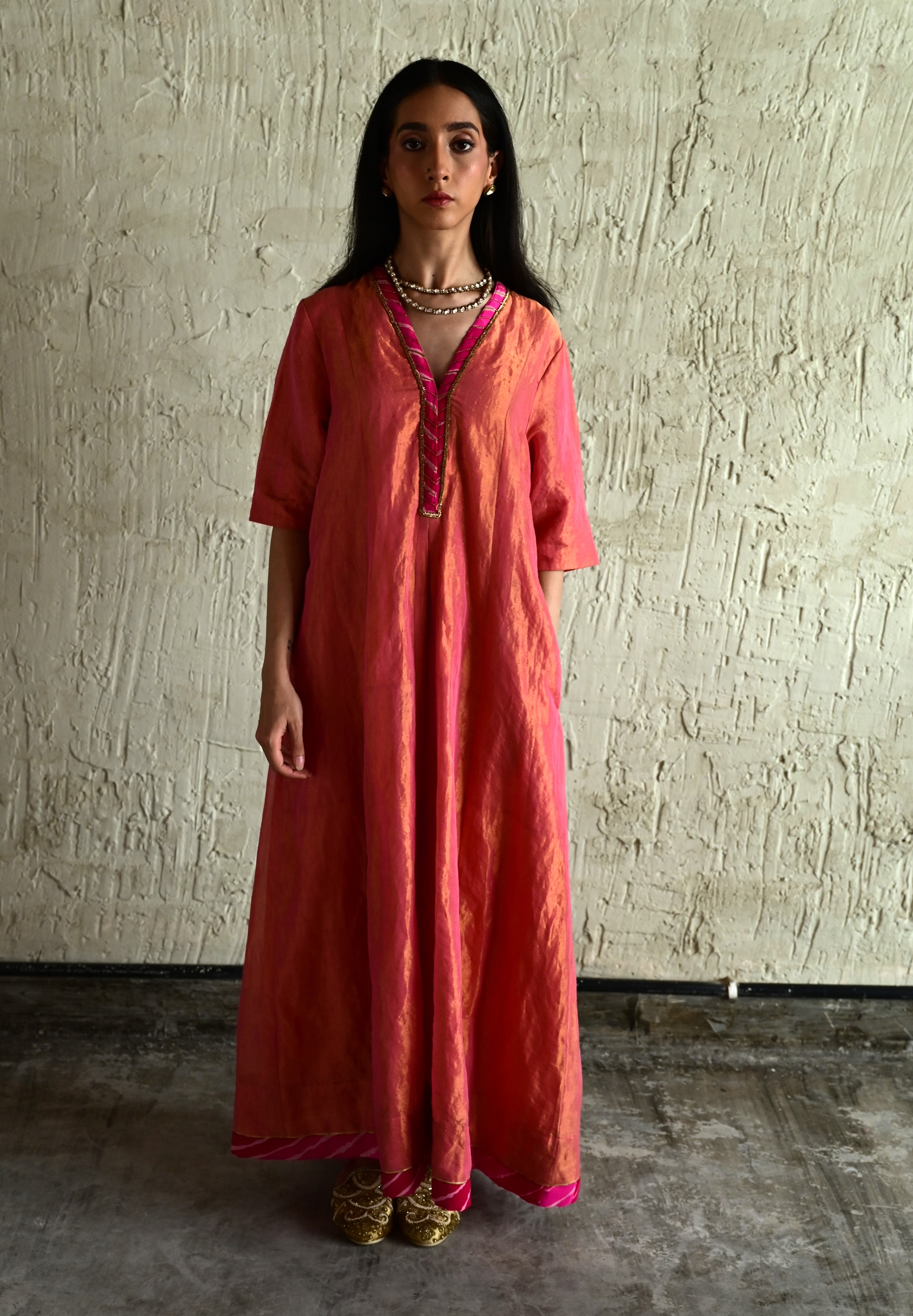 Meera Anarkali Pink Tissue