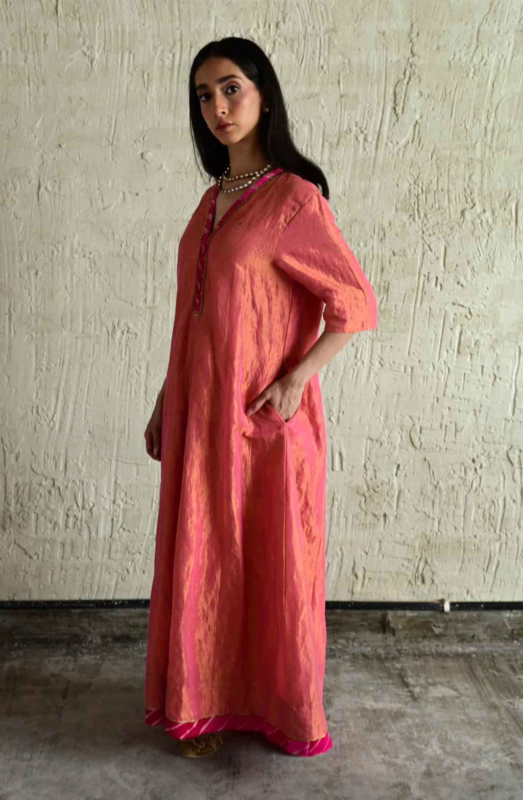 Meera Anarkali Pink Tissue
