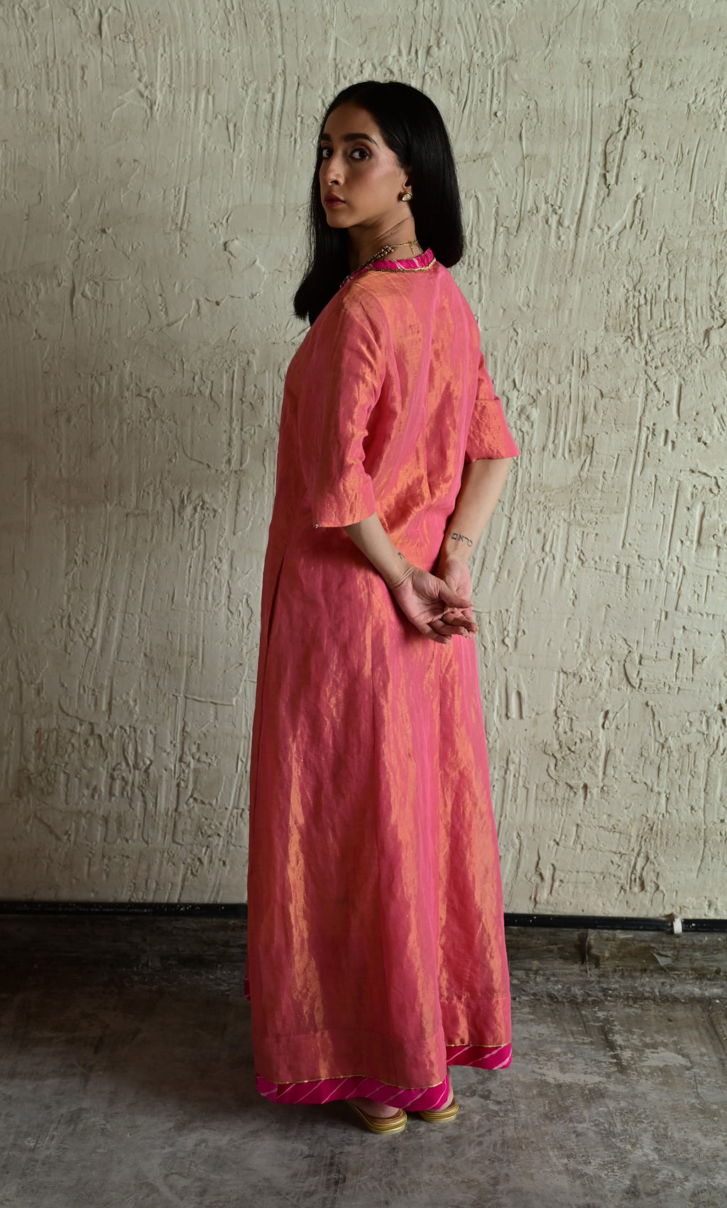 Meera Anarkali Pink Tissue