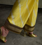 Padma Mini Choga in Yellow Chanderi with Pakhi Salwar
