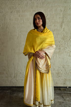 Aadha Aadha Dupatta in Yellow and Ivory Silk