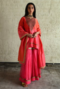 Ghevar Kurta in Pink ombre  with Ombre Sharara