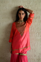 Ghevar Kurta in Pink ombre  with Ombre Sharara