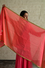 Ghevar ombre Dupatta in Coral Pink  Chanderi