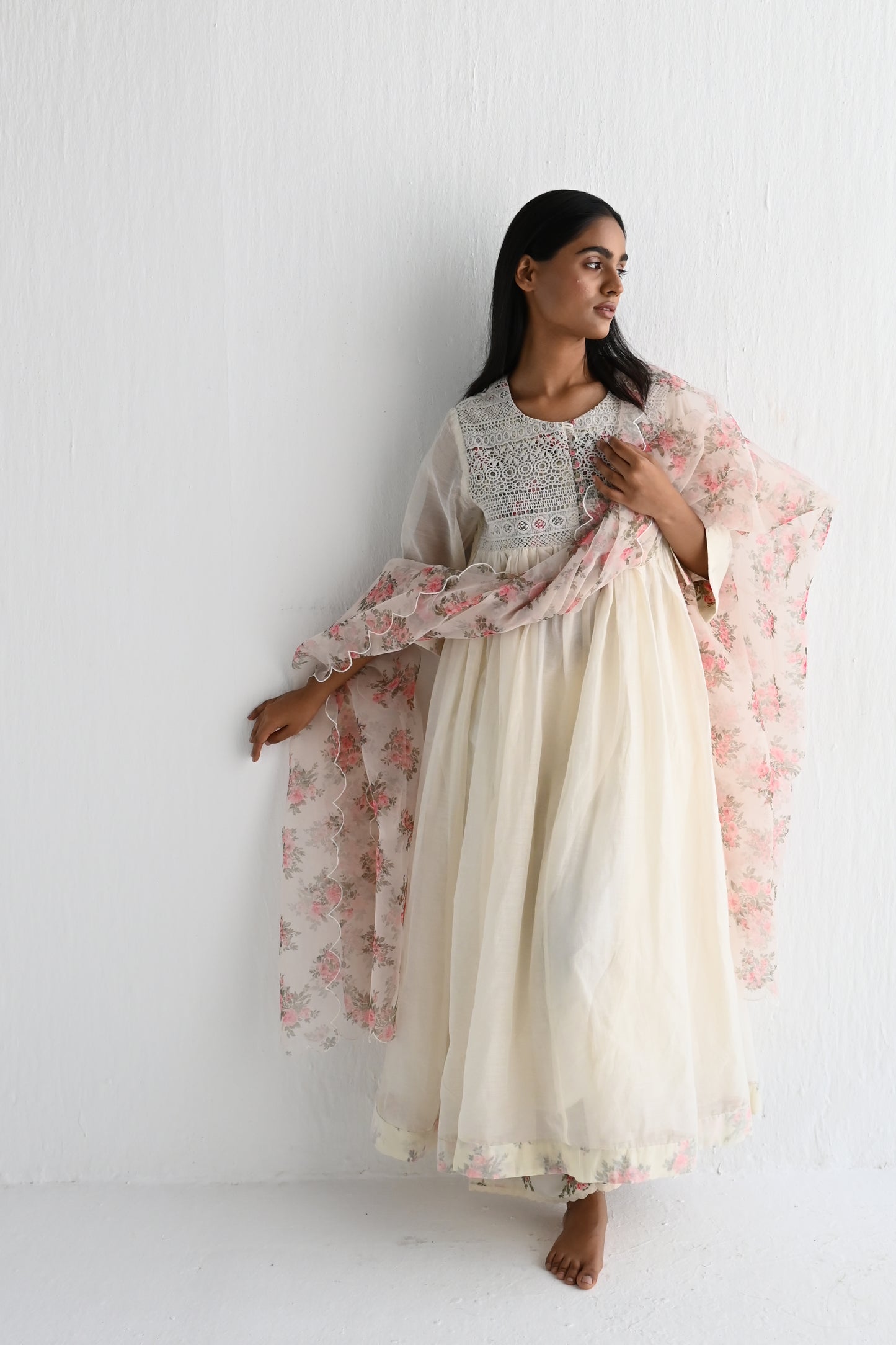 Umrao Anarkali in Ivory with Farsi