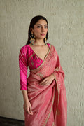 Madhuri Choli in Pink Brocade and Leheriya Georgette