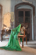 Jalsa Diagonal Dupatta in Green Organza and Brocade