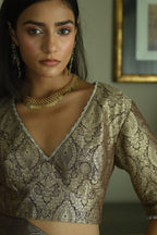 Nina Blouse in Brown Brocade