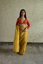 Madhuri Choli in Orange Brocade and Leheriya Georgette