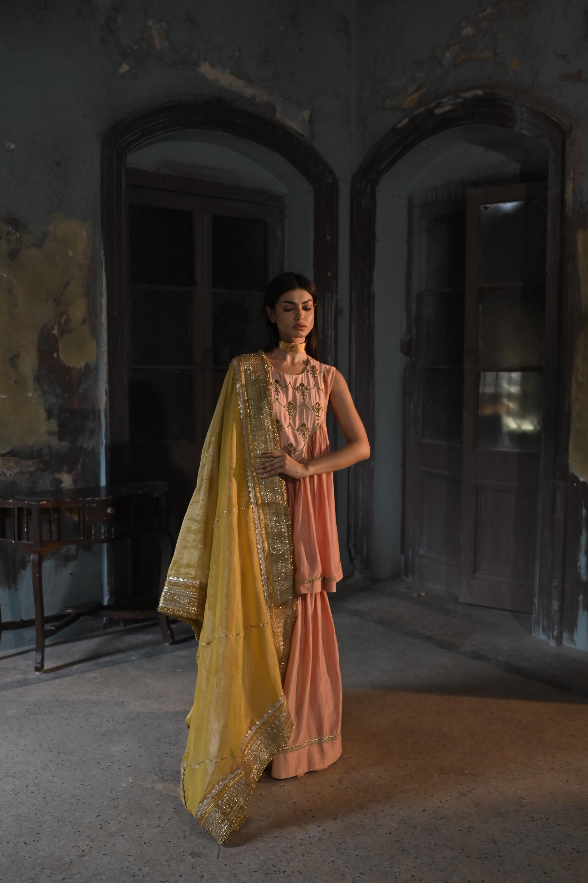 Amaal Dupatta in Yellow Tissue