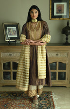 Dupatta in Chai Beige Chanderi Stripes