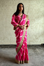 Urmila Leheriya Saree in Pink mulberry Silk