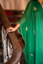 Chiffon Kaftan in Green with Green Pallazzo