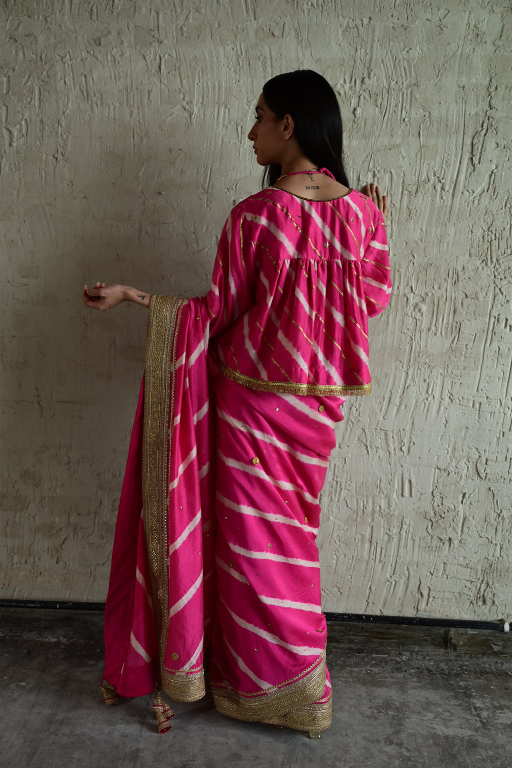 Urmila Leheriya Saree in Pink mulberry Silk