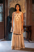 Short Vani in ivory chanderi with ivory chanderi Sharara