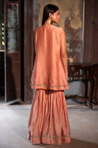 Short Vani in Dusty Pink chanderi with Dusty Pink Chanderi Sharara