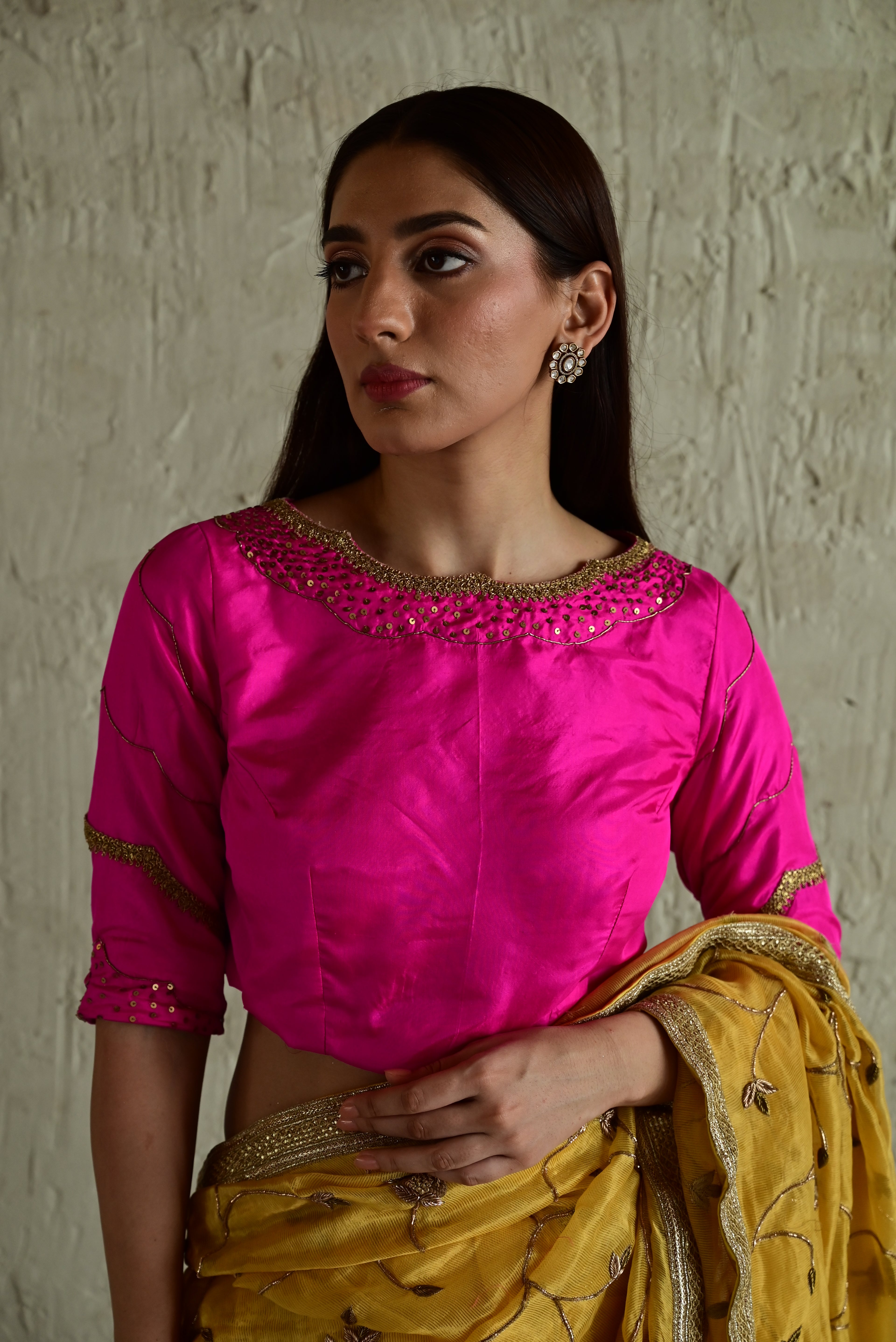 Suchitra 2.0 blouse in Hot Pink Silk
