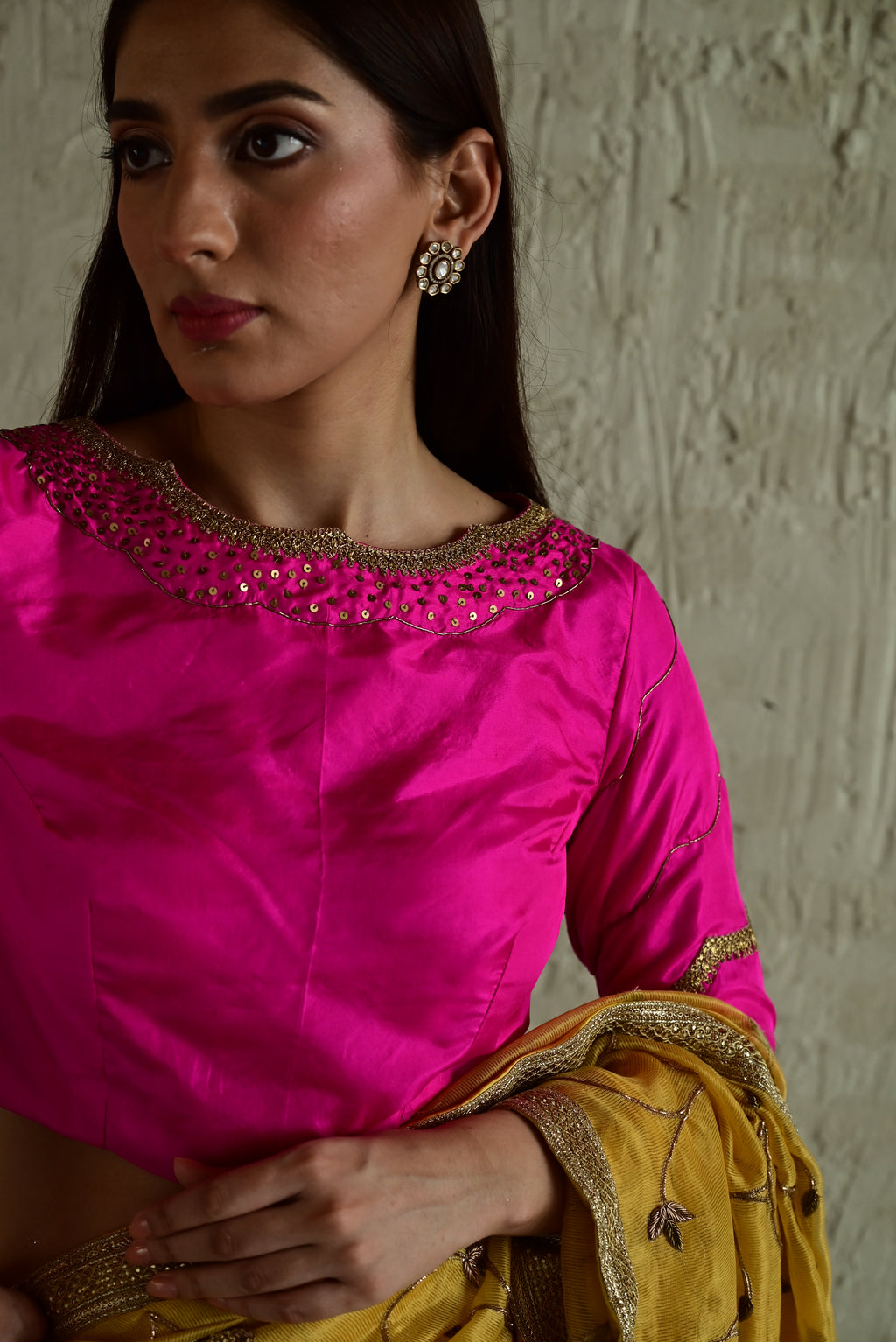Suchitra 2.0 blouse in Hot Pink Silk