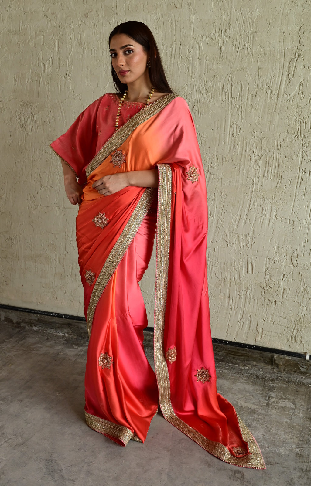 Roop Saree In Pink ombre