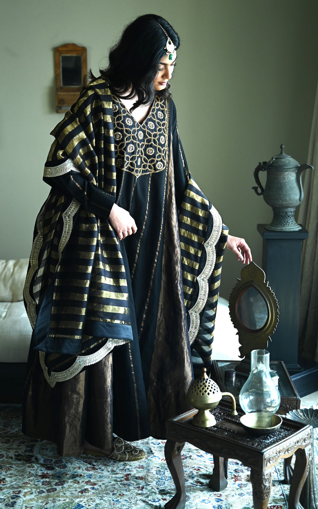 Lakeerein Kala Dupatta in stripe Tissue