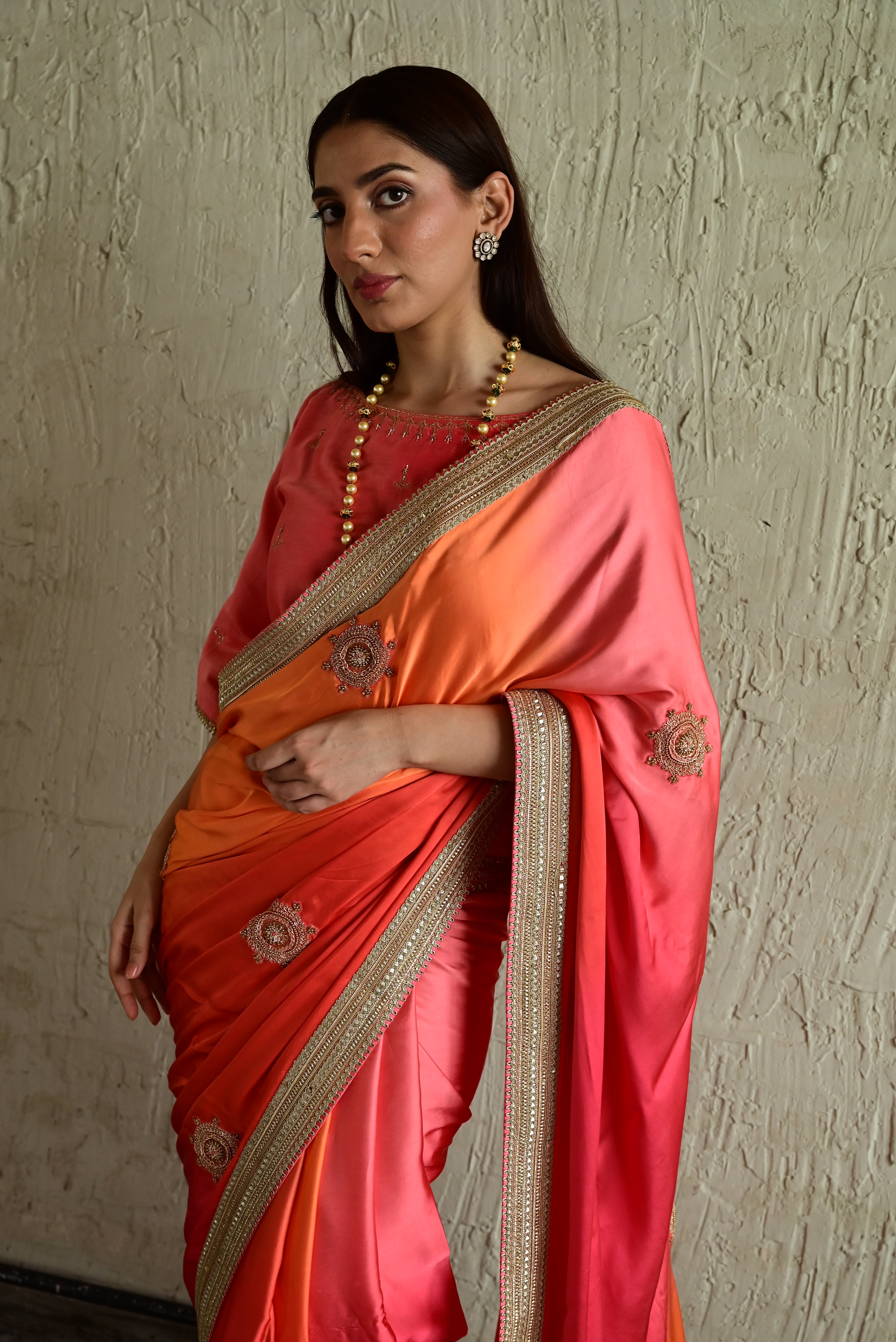 Roop Saree In Pink ombre