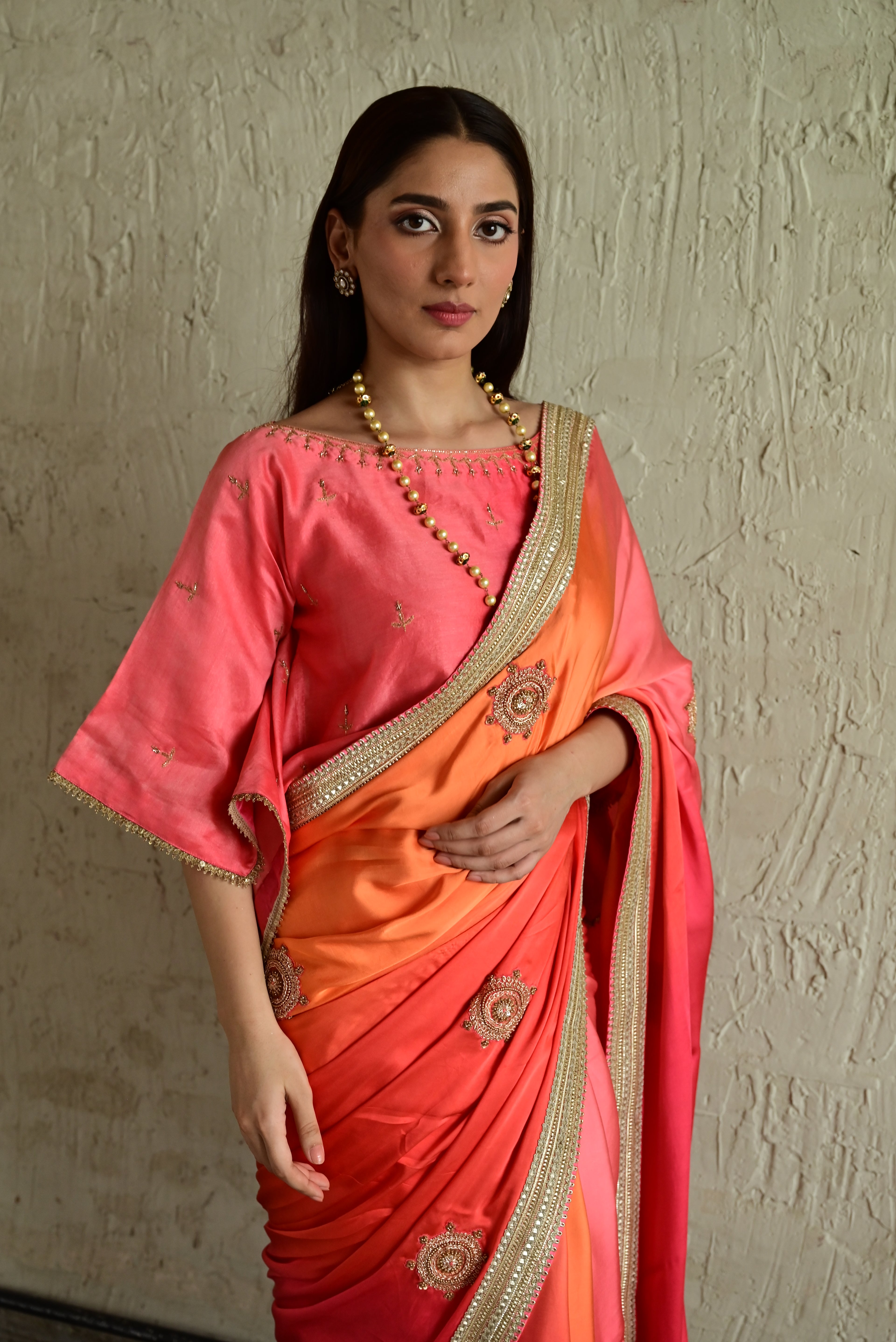 Roop Saree In Pink ombre