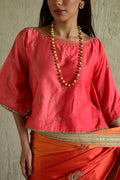 Ghevar ombre Kaftan Blouse in Pink
