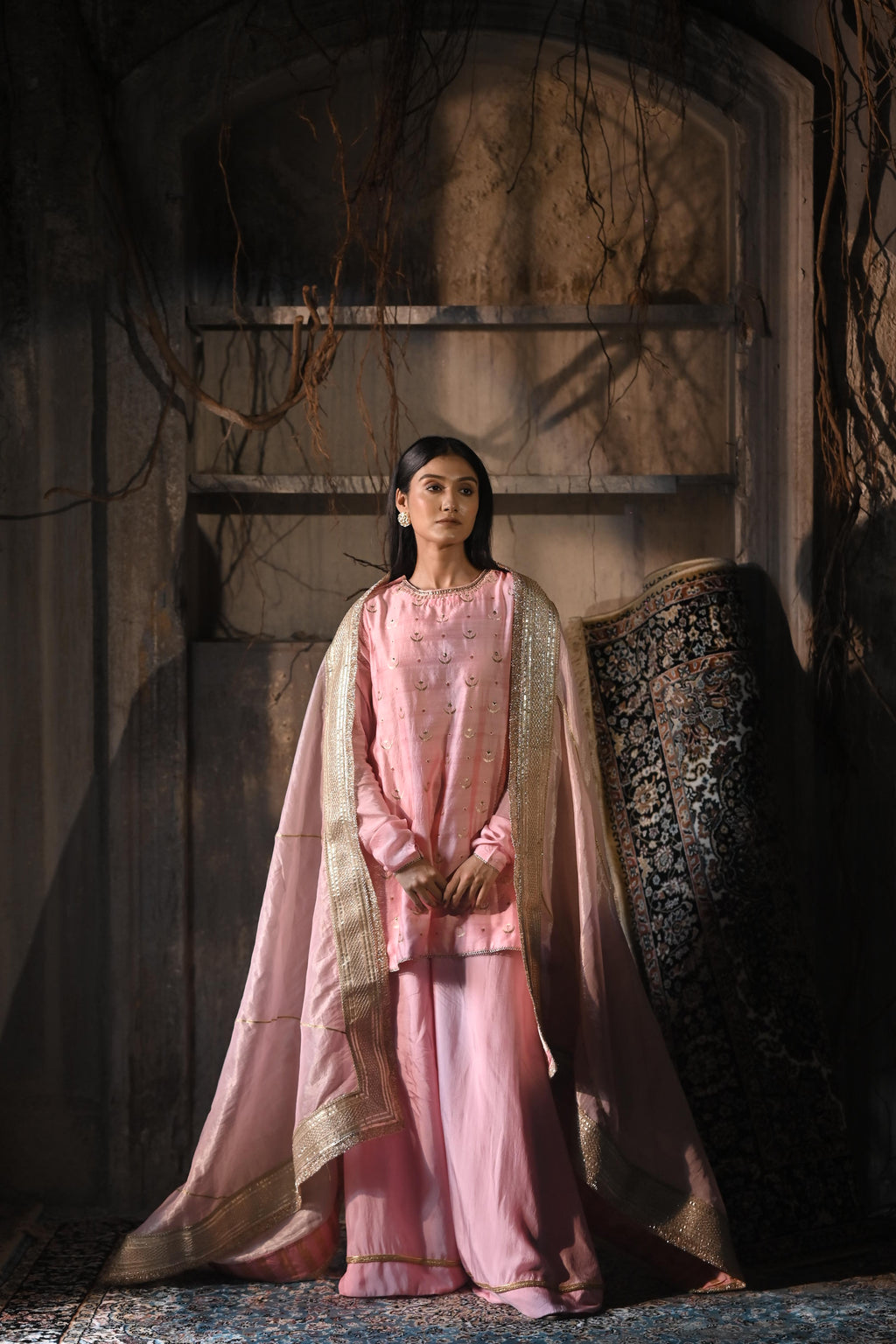 Amina Dupatta in Pink Tissue