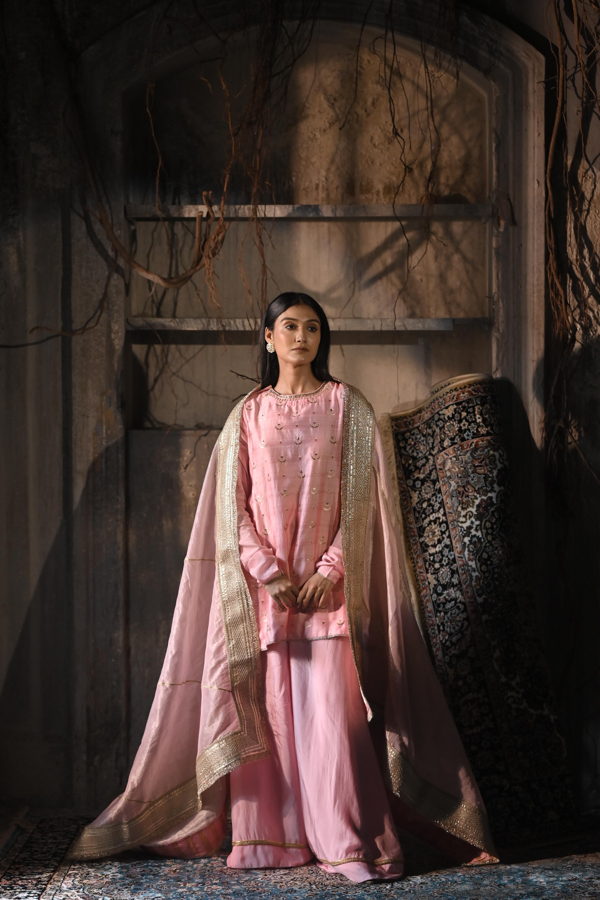 Amina Dupatta in Pink Tissue